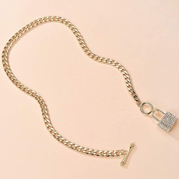 Cuban Toggle Necklace w/Padlock - Picture 2 of 2